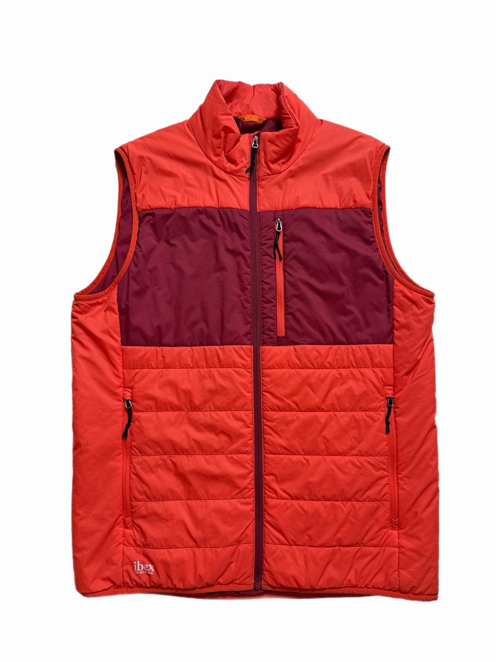 Ibex Men’s Aire Wool Insulation Vest M Orange Maroon Quilted Gorpcore Fall